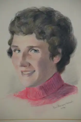 Bleistiftzeichnung, koloriert, junge Frau, Paul Zomberg, 1970