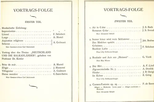 Programmheft,Hofkonzert zu Detmold,1913,8 Seiten plus Deckel