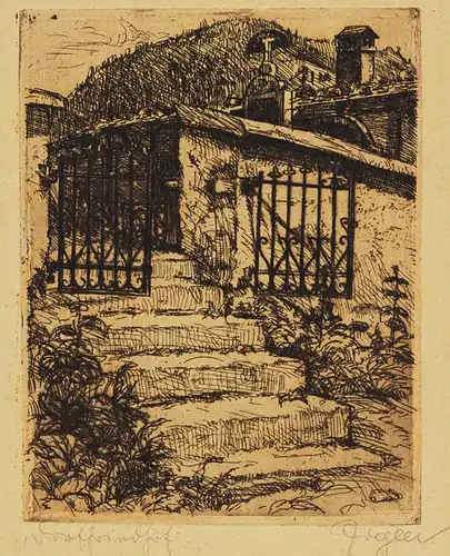 Radierung,Ziegler,Dorffriedhof,1923,