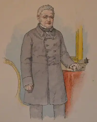 Tuschfederzeichnung,koloriert,Gisbert Flüggen,Portrait v.Adolph Thiers,ca.1840
