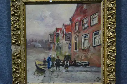 Ölgemälde, Holland, Gracht, Öl auf Leinwand, sign., dat. Ulz , 1899,mit Rahmen