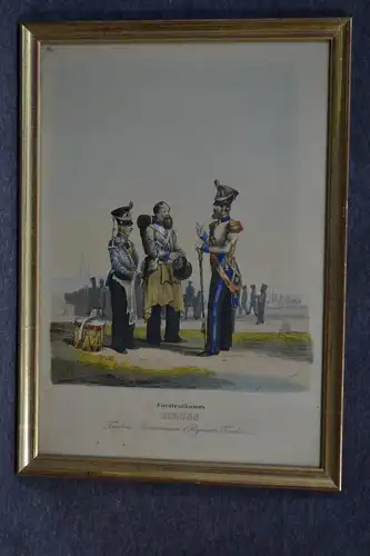 Stahlstich, koloriert, Königr. Württemberg, Reiterei, Trompeter, etwa 1900