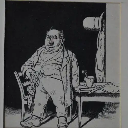 Lithografie, Säufer, gerahmt, verglast