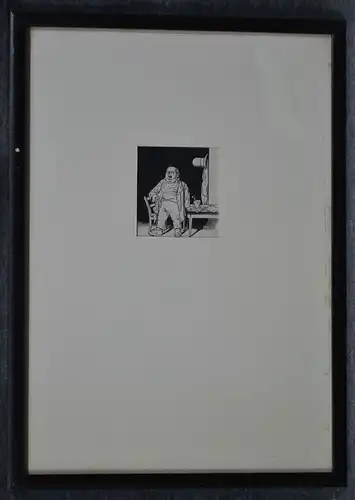 Lithografie, Säufer, gerahmt, verglast