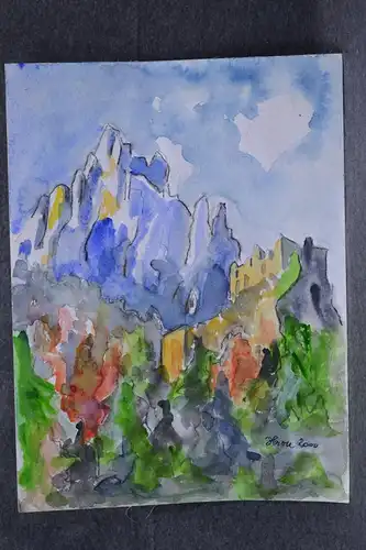 Aquarell, sign., dat. Hrou 2000, Berge, 48 x 36 cm auf Büttenpapier