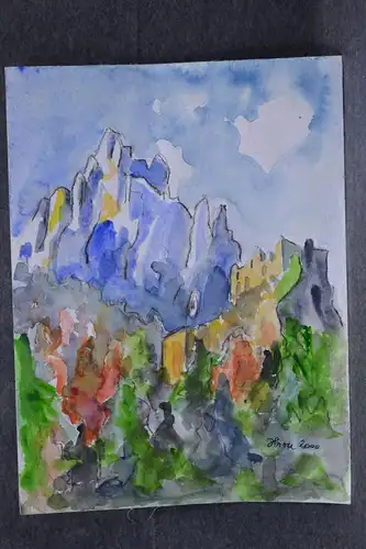 Aquarell, sign., dat. Hrou 2000, Berge, 48 x 36 cm auf Büttenpapier