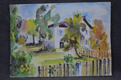 Aquarell, sign., dat. Hrou 94, Dorf, 49 x 37 cm auf Büttenpapier