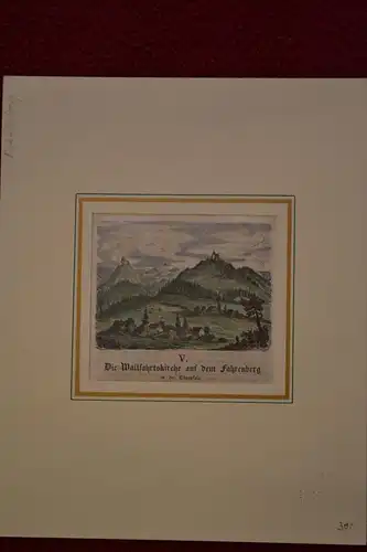 Kupferstich, Wandkalender, Wallfahrtskirche auf dem Fahrenberg, 1855