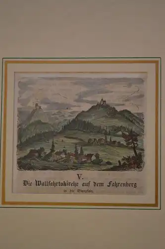 Kupferstich, Wandkalender, Wallfahrtskirche auf dem Fahrenberg, 1855