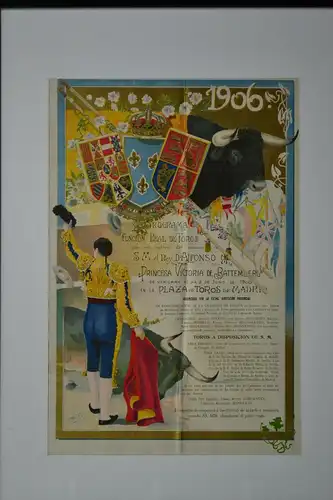 Lithografie, Stierkampf, Gran Corrida extraordinaria, 1906, Spanien, Madrid