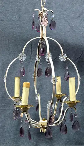 Deckenlampe, Leuchter, Metall mit Glas, 4 elektr.  Lampen