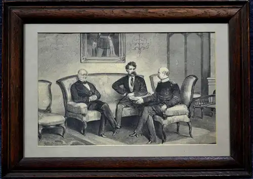 Holzschnitt, Bismarck im Gespräch, etwa 1860