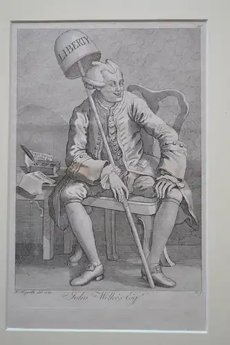 Kupferstich, John Wilkes,Liberty, Stich von William Hogarth, Mitte 18. Jhdrt.