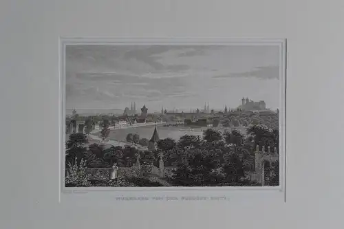 Stahlstich, Nürnberg von der Nordostseite, Mitte 19 Jhdrt., gez. Ludwig Lange