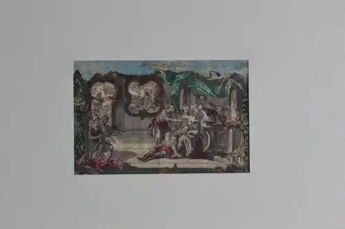 Kupferstich, handkoloriert, Samson und Delilah, verm. Anfang 1800