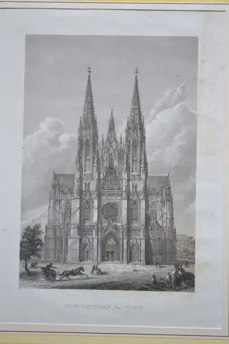 Stahlstich, Votivkirche, Wien, Bibl. Inst. Hildburghausen, ca. 1850