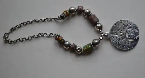 Schmuck, Halskette,Glas,Millefiori, Silberanhänger, ca. 38 cm,Italien