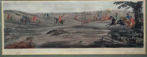 Aquatunta,handkoloriert,Coursing, Hasenhetze mit Hunden,Laird, London 1841,