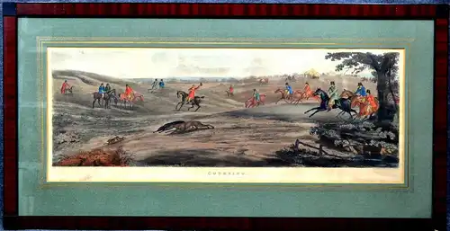 Aquatunta,handkoloriert,Coursing, Hasenhetze mit Hunden,Laird, London 1841,