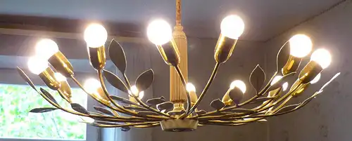 Deckenlampe, floral, Vereinigte Werkstätten München, 14 flammig, 1957