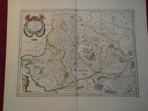 Kupferstich altkoloriert,Landkarte Grafschaft Bellovacum, Beauvais, ca. 1620