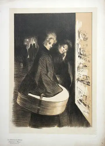 Lithografie, Maitres de l´Affiche, Steinlen, Frauen vor Schaufenster,1870