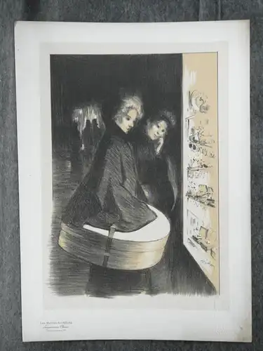 Lithografie, Maitres de l´Affiche, Steinlen, Frauen vor Schaufenster,1870