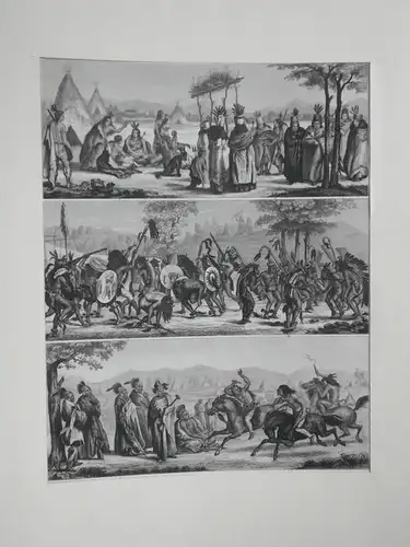 Kupferstich, Indianer, G.Heck, H. Wilkes, etwa1870
