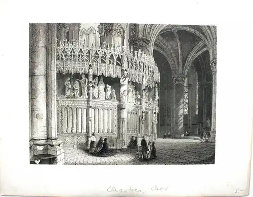 Kupferstich,Kathedrale von Chartres, Chor, etwa 1850