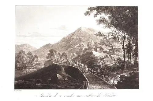 Aquatintablatt,Händler, Saline Hallein, etwa 1840