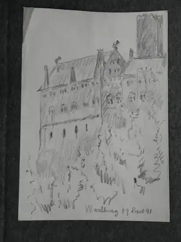 Bleistiftzeichnung,Skizze, Wartburg, 1941