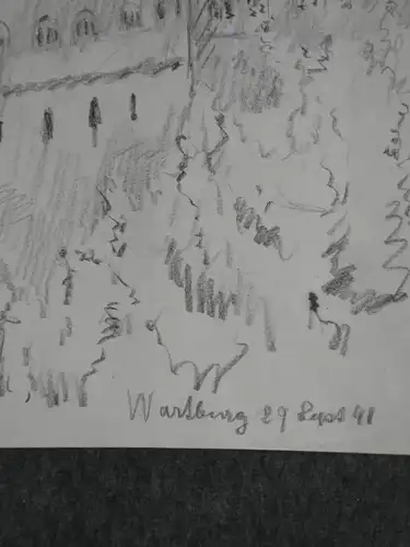 Bleistiftzeichnung,Skizze, Wartburg, 1941