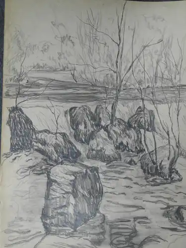 Bleistiftzeichnung,um1900,Auguste Reissmüller,1869-1958,München,Winterlandsch.