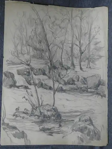 Bleistiftzeichnung,21.Okt.1915,Auguste Reissmüller1869-1958,Landschaft m.Wasser
