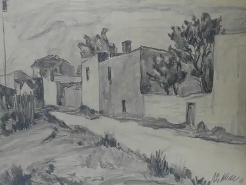 Bleistiftzeichnung,1916,Auguste Reissmüller1869-1958,München,Strasse mit Häusern
