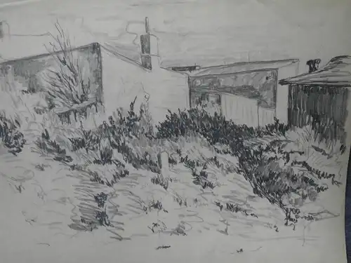 Bleistiftzeichnung,Nov.1915,Auguste Reissmüller 1869-1958,Häuser i.d. Landschaft