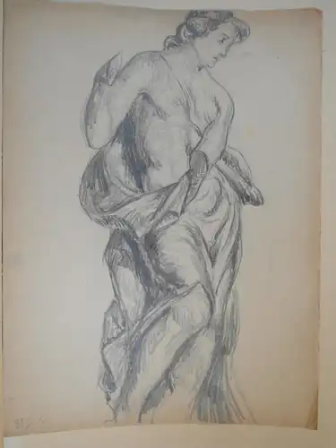 Skizzen auf Papier,Anfang 1900, unbekannter Maler,männlicher Torso