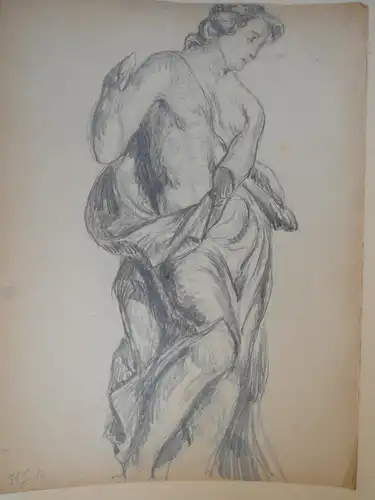 Skizzen auf Papier,Anfang 1900, unbekannter Maler,männlicher Torso
