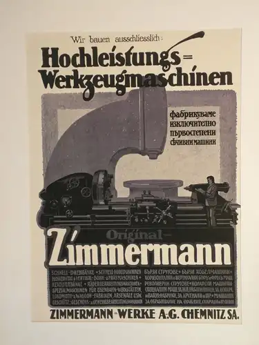 Werbeplakat, Zimmermann Werkzeugmaschinen, 1917,Chemnitz, deutsch-russisch