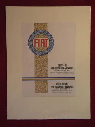 Werbeplakat, Fiat, Automobil-Verkaufs-Aktiengesellschaft, Berlin, München,