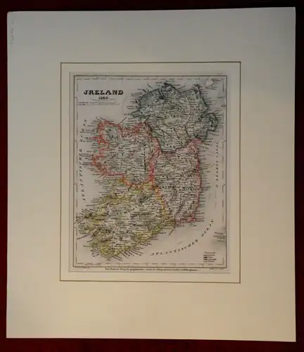 Stahlstich,Landkarte, Irland, Jreland, 1849, Bibliogr. Institut Hildburghausen