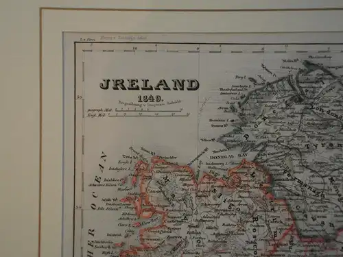 Stahlstich,Landkarte, Irland, Jreland, 1849, Bibliogr. Institut Hildburghausen