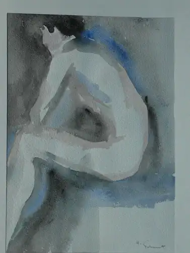 Aquarell auf Bütten, Frauenakt, H. Schmitt signiert, etwa 1970