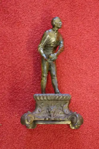 Bronzeskulptur Kegler, dat.1898, Seereiner, Gyusi, Sockel Zinkguß