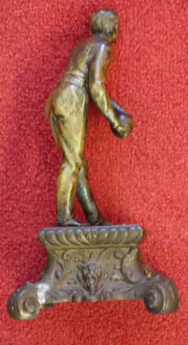Bronzeskulptur Kegler, dat.1898, Seereiner, Gyusi, Sockel Zinkguß