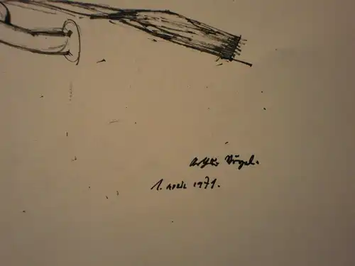 Arthur Vögel, Zeichnung,Tuschfeder, Paris,Moschee, 1970,signiert, mit Rückseite