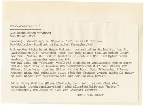 Fotografie,Autogramm.Armin Müller-Stahl mit Klaus Löwitsch,1981