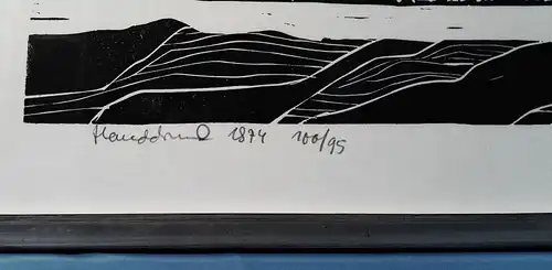 Holzschnitt, Hermann Ober,Titel 1874, Berge und Wolken, Handdruck, 95/100