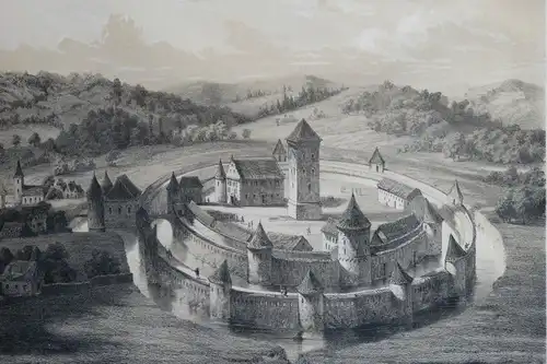 Lithografie, Chateau de Wasselonne 1764, Strassburg,Ch.Kreutzberger, Mitte 19Jh.