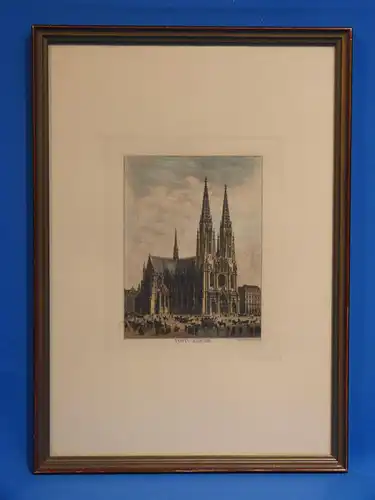 Stahlstich koloriert, Votivkirche, Wien, Mitte 19. Jhdrt., Verlag Nedomansky